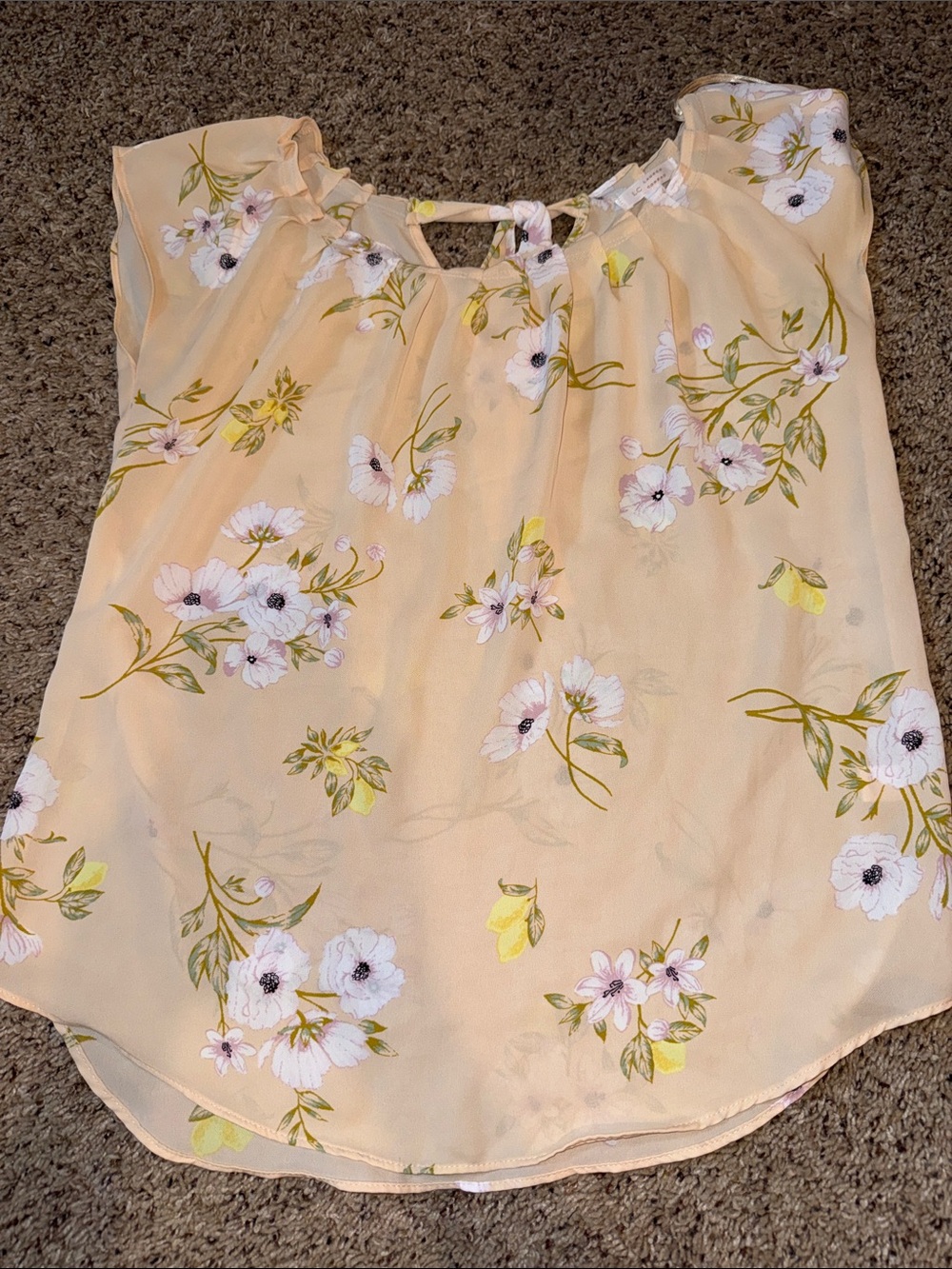 Floral Peasant Blouse - Cream Yellow